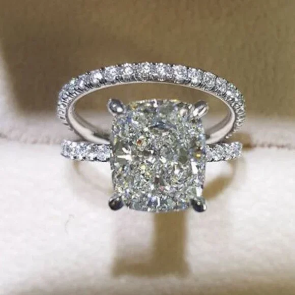 🔥Engagement Radiant Cut CZ Thin Romantic Wedding Ring Set for Women, K969